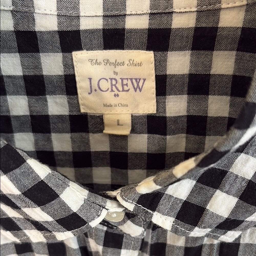 J. Crew Classic Fitted Black and White Checkered Shirt - Picture 2 of 3